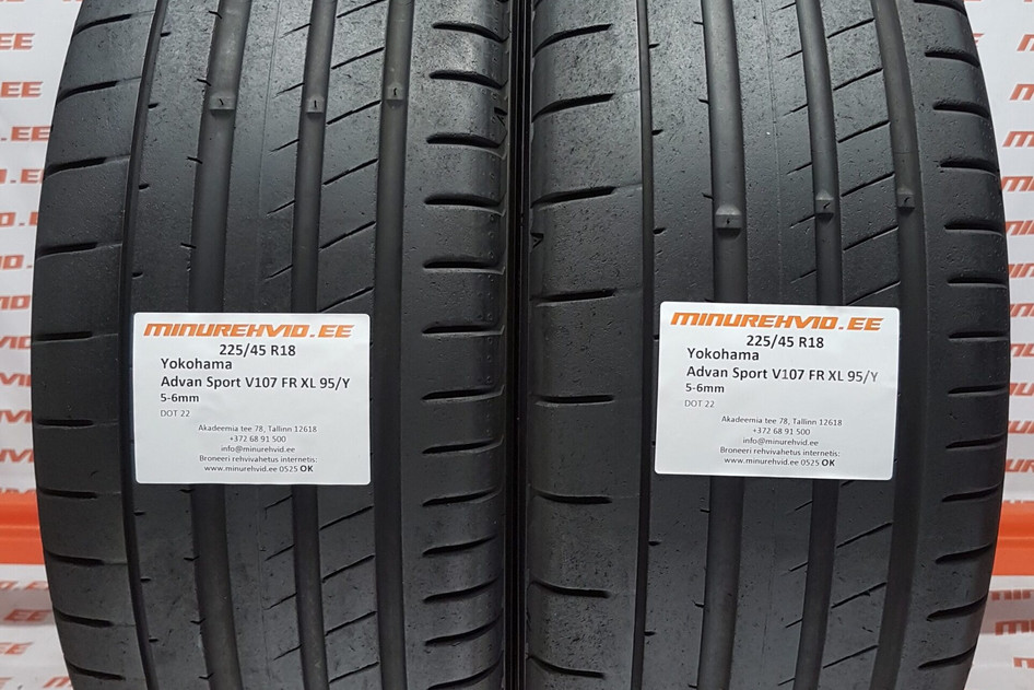 Used summer tire 225/45R18 Yokohama Advan Sport V107 FR XL 95/Y