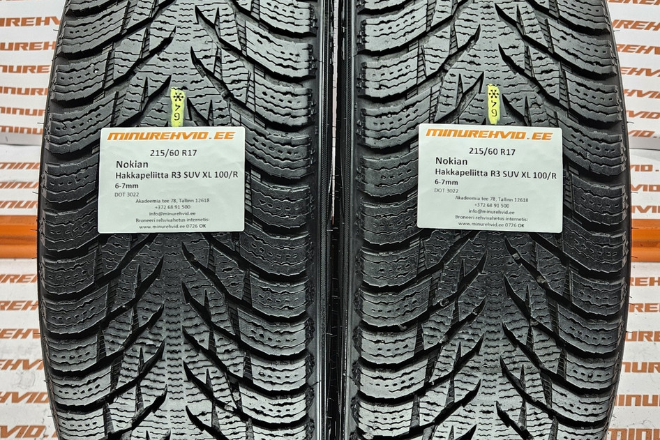 Used studless winter tire 215/60R17 Nokian Hakkapeliitta R3 SUV XL 100/R 3022