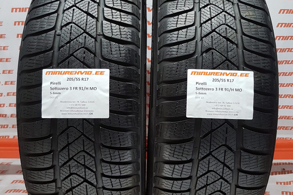 Used studless winter tire 205/55R17 Pirelli SottoZero 3 FR 91/H MO