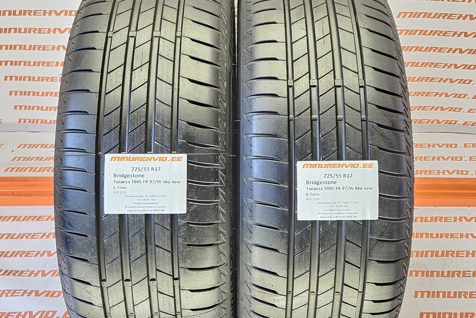 Used summer tire 225/55R17 Bridgestone Turanza T005 FR 97/W like new 3722 /2