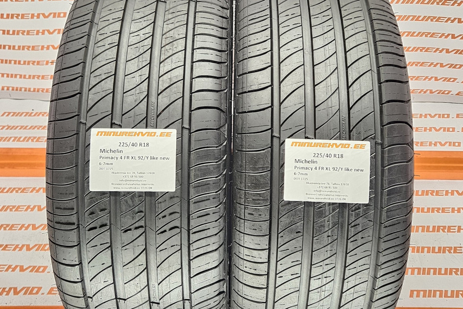 Used summer tire 225/40R18 Michelin Primacy 4 FR XL 92/Y like new 1725