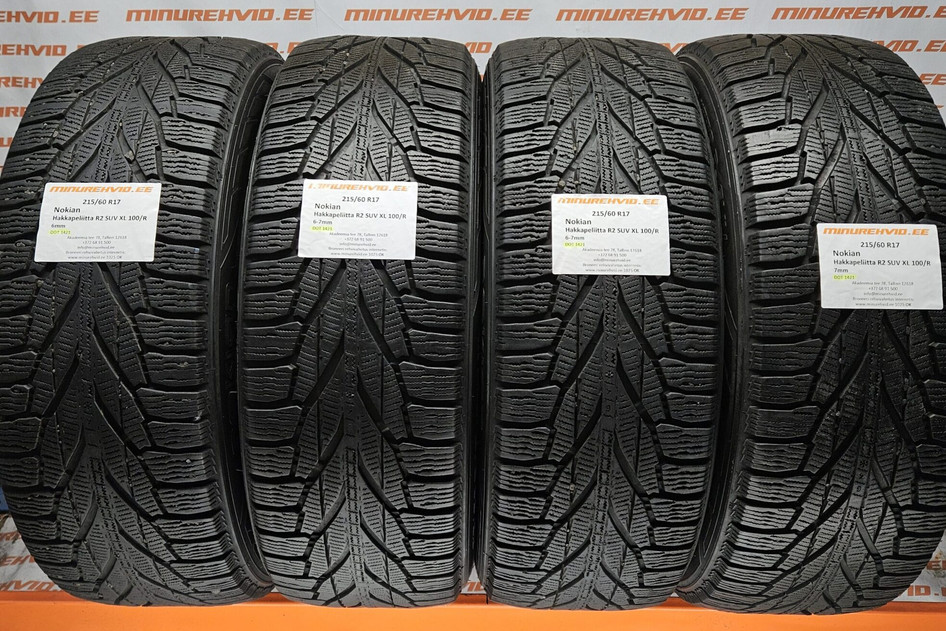 Used studless winter tire 215/60R17 Nokian Hakkapeliitta R2 SUV XL 100/R.