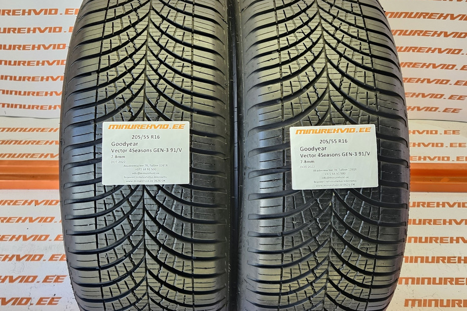 Kasutatud lamellrehv 205/55R16 GoodYear Vector 4Seasons GEN-3 91/V
