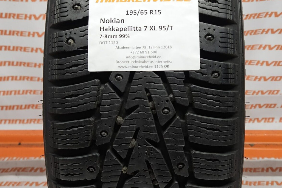 Lietots studded tire 195/65R15 Nokian Hakkapeliitta 7 XL 95/T