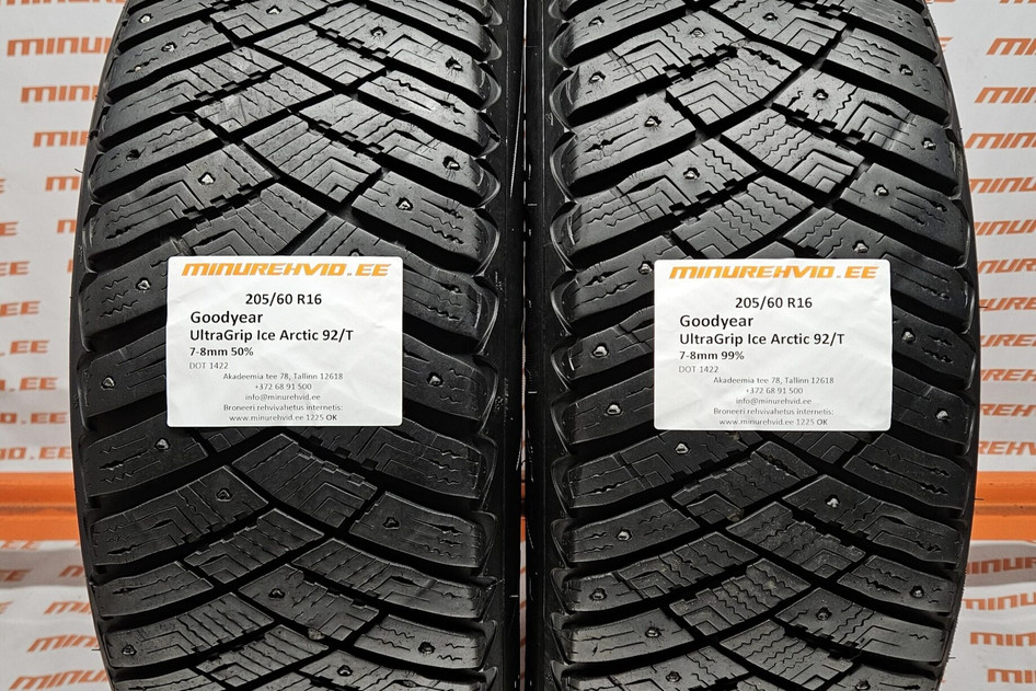 Used studded tire 205/60R16 GoodYear UltraGrip Ice Arctic 92/T 50%+99%