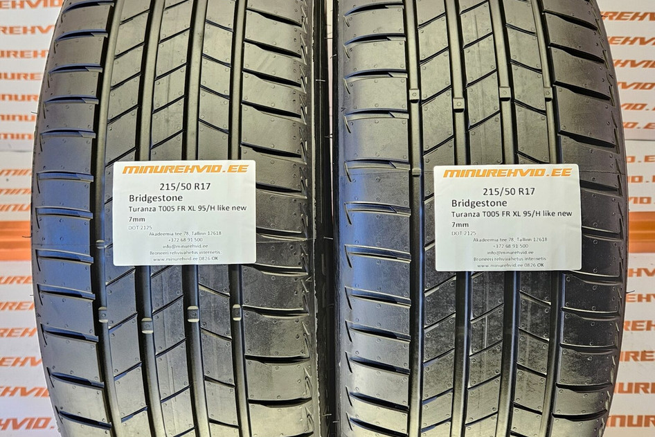 Used summer tire 215/50R17 Bridgestone Turanza T005 FR XL 95/H like new 2125