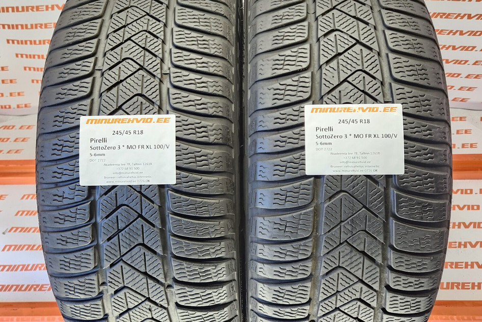 Used studless winter tire 245/45R18 Pirelli SottoZero 3 * MO FR XL 100/V