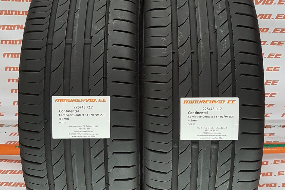 Kasutatud suverehv 225/45R17 Continental ContiSportContact 5 FR 91/W SSR