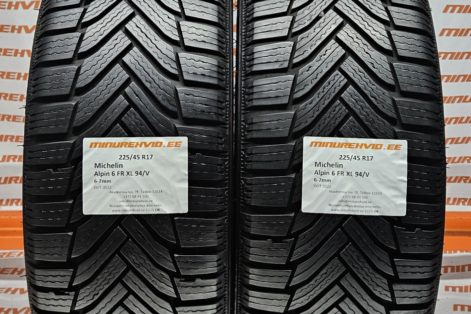 Used studless winter tire 225/45R17 Michelin Alpin 6 FR XL 94/V
