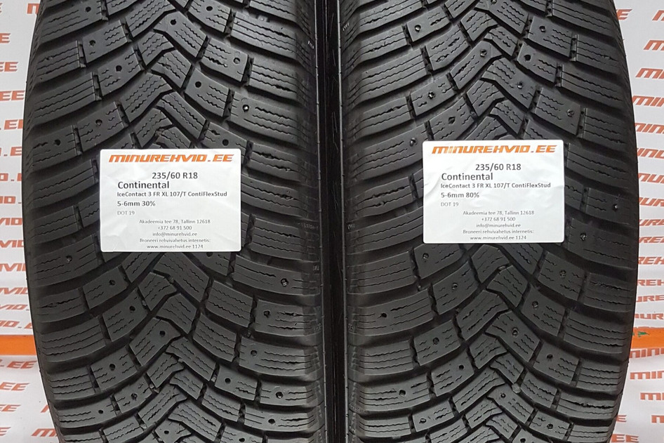 Used studded tire 235/60R18 Continental IceContact 3 FR XL 107/T ContiFlexStud
