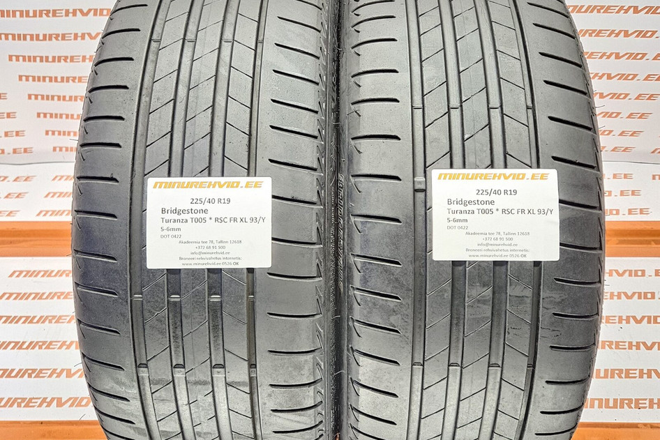 Kasutatud suverehv 225/40R19 Bridgestone Turanza T005 * RSC FR XL 93/Y