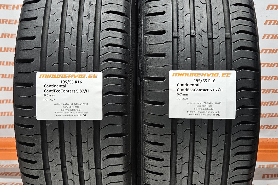 Подержанный летняя шина 195/55R16 Continental ContiEcoContact 5 87/H 22 + 2922