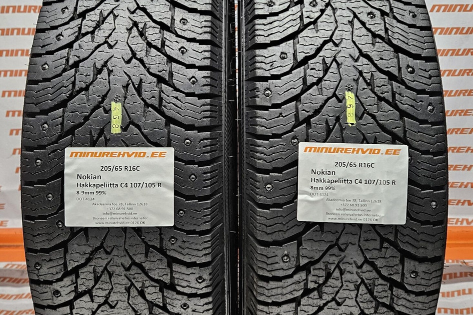 Подержанный шипованная шина 205/65R16 Nokian Hakkapeliitta C4 107/105 R