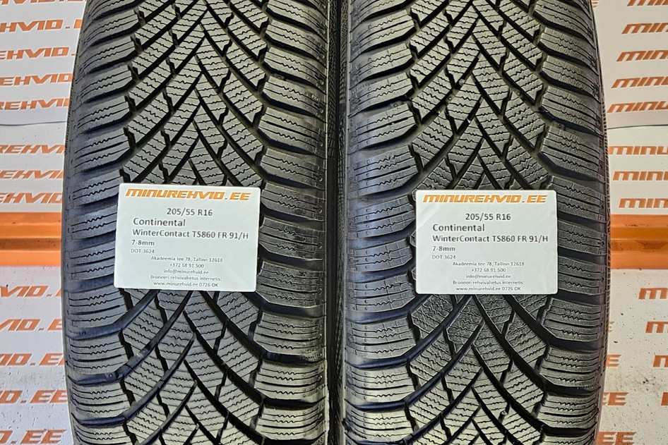 Used studless winter tire 205/55R16 Continental WinterContact TS860 FR 91/H
