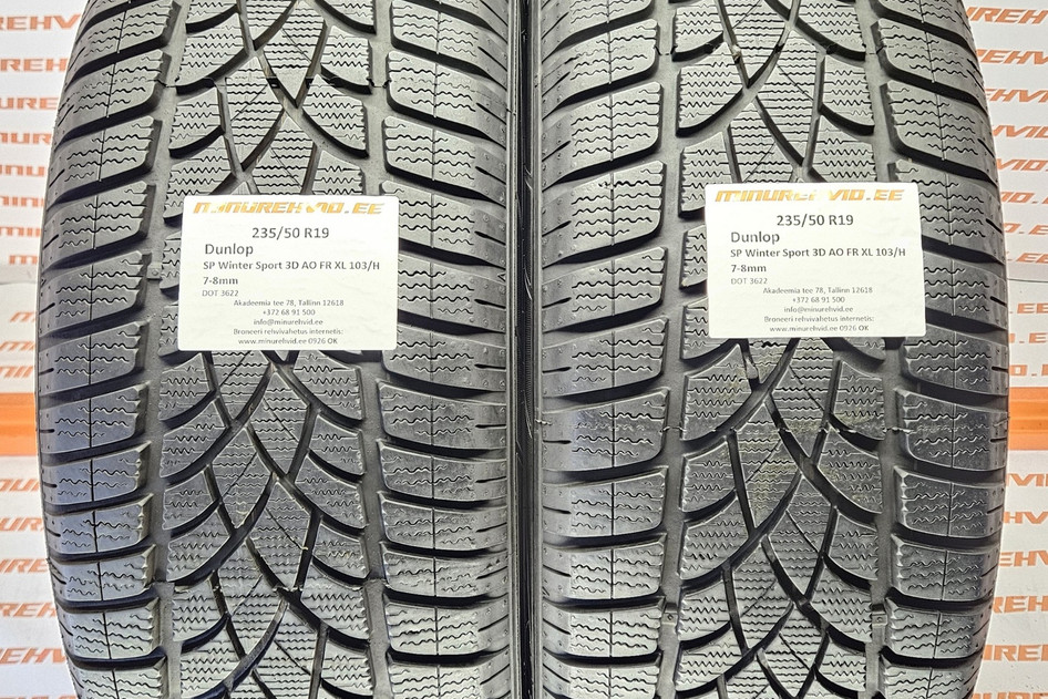 Used studless winter tire 235/50R19 Dunlop SP Winter Sport 3D AO FR XL 103/H