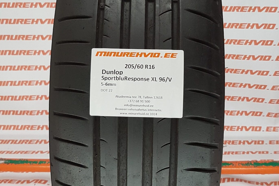 Подержанный летняя шина 205/60R16 Dunlop Sport bluResponse XL 96/V