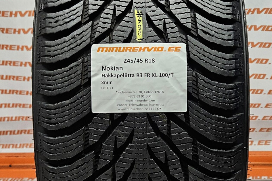 Used studless winter tire 245/45R18 Nokian Hakkapeliitta R3 FR XL 100/T FRT.