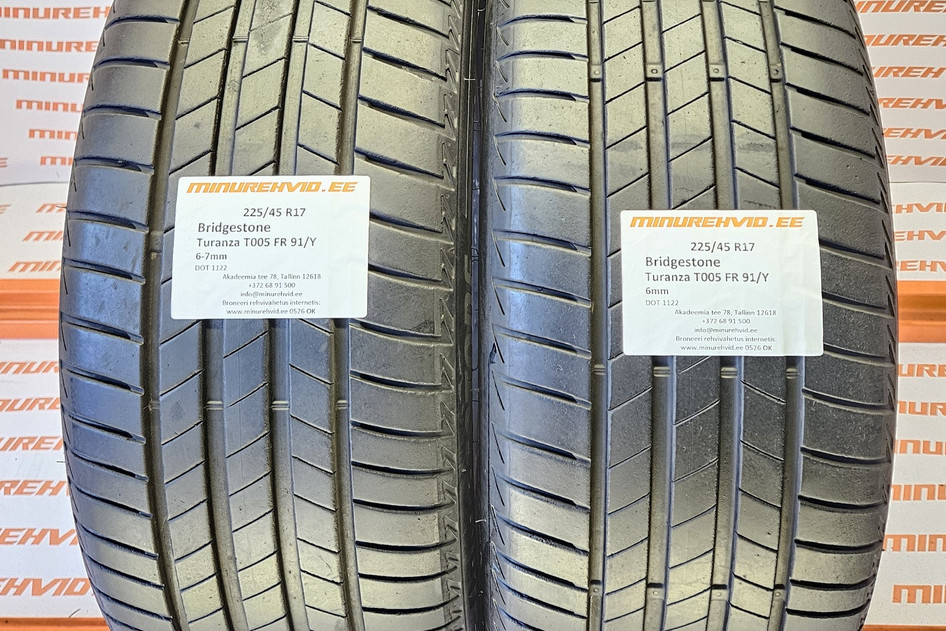 Подержанный летняя шина 225/45R17 Bridgestone Turanza T005 FR 91/Y