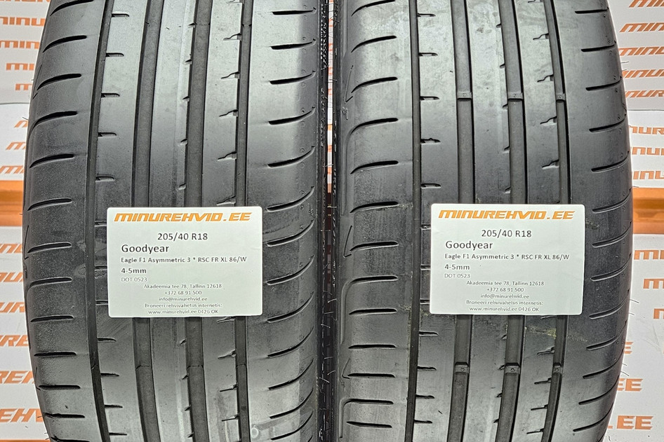 Kasutatud suverehv 205/40R18 GoodYear Eagle F1 Asymmetric 3 * RSC FR XL 86/W
