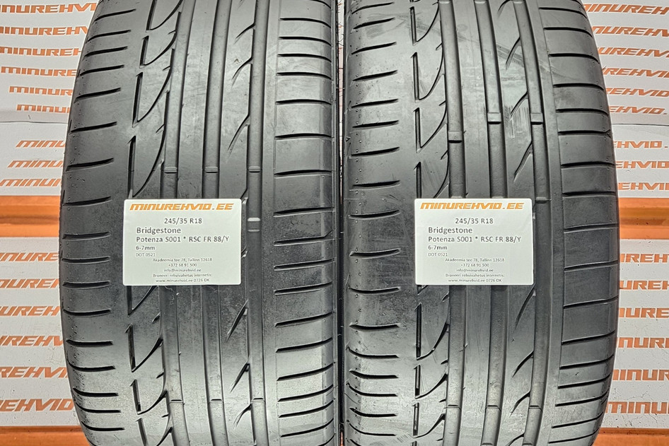 Подержанный летняя шина 245/35R18 Bridgestone Potenza S001 * RSC FR 88/Y 0521