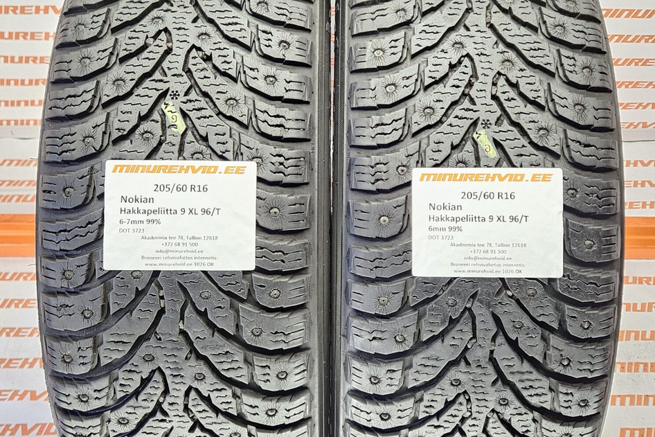Подержанный шипованная шина 205/60R16 Nokian Hakkapeliitta 9 XL 96/T