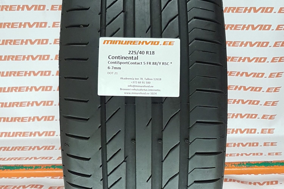 Kasutatud suverehv 225/40R18 Continental ContiSportContact 5 FR 88/Y RSC *