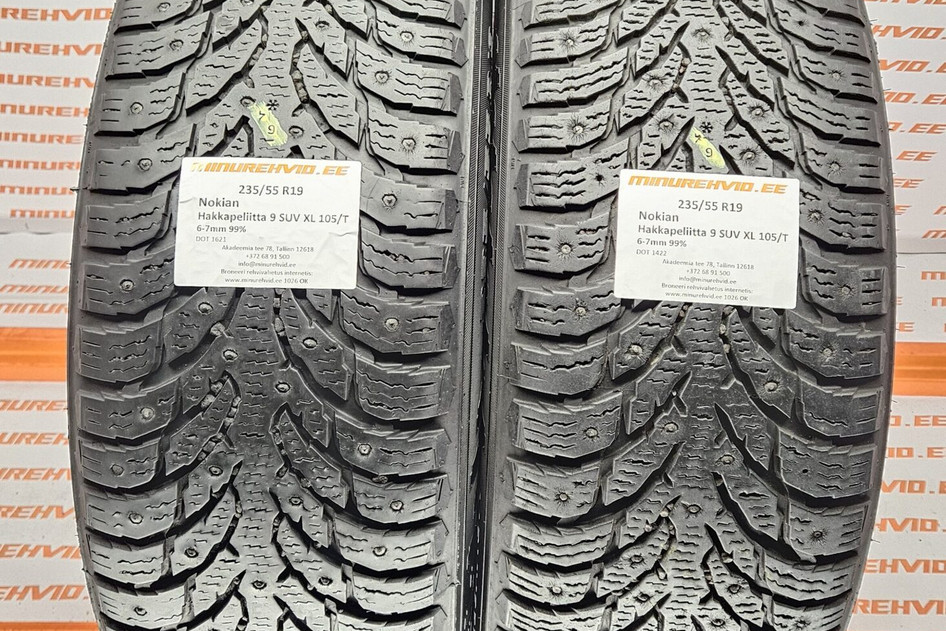 Подержанный шипованная шина 235/55R19 Nokian Hakkapeliitta 9 SUV XL 105/T 1422+1621
