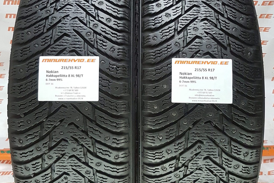 Used studded tire 215/55R17 Nokian Hakkapeliitta 8 XL 98/T