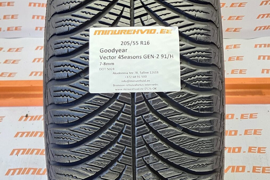 Подержанный нешипованная шина 205/55R16 GoodYear Vector 4Seasons GEN-2 91/H