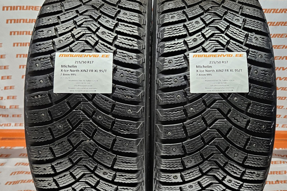 Naudota studded tire 215/50R17 Michelin X-Ice North XIN2 FR XL 95/T
