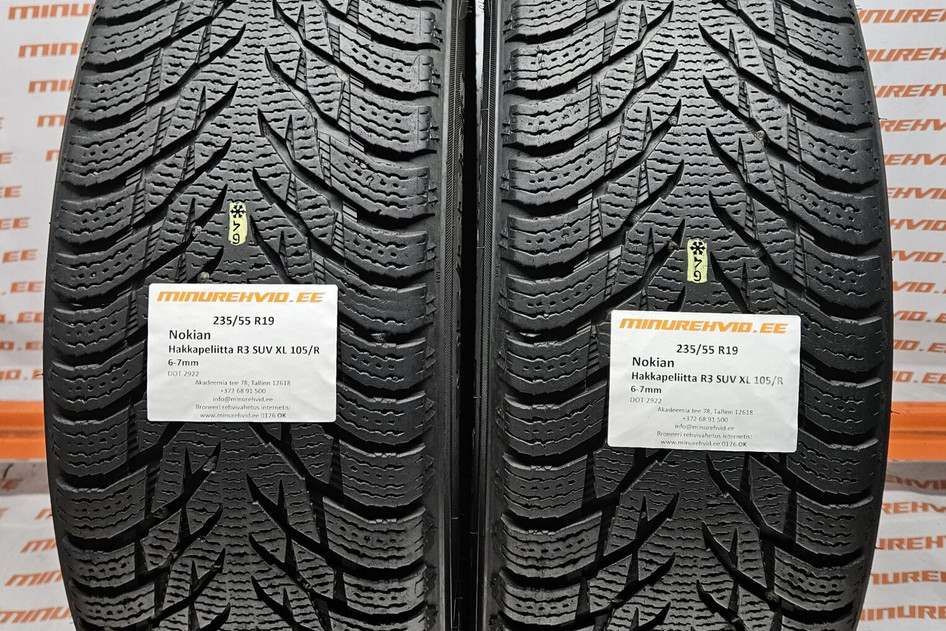 Подержанный нешипованная шина 235/55R19 Nokian Hakkapeliitta R3 SUV XL 105/R