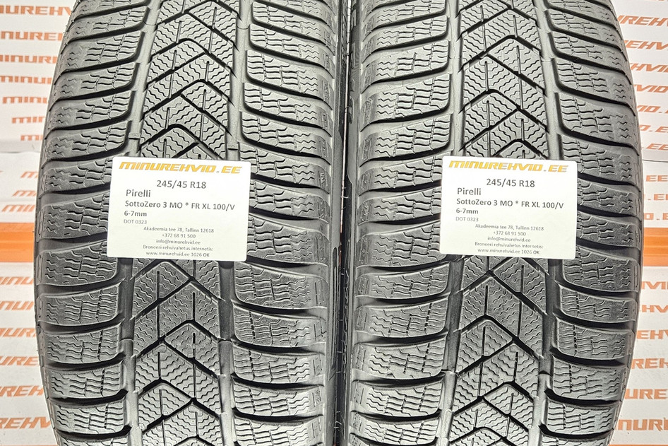 Used studless winter tire 245/45R18 Pirelli SottoZero 3 MO FR XL 100/V 2x2625 2x0323