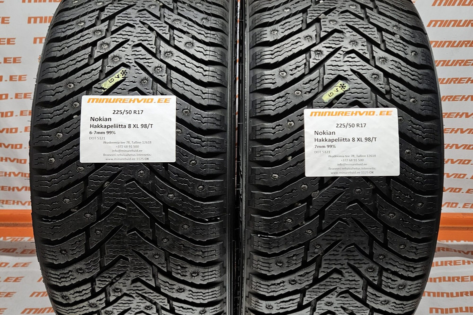 Used studded tire 225/50R17 Nokian Hakkapeliitta 8 XL 98/T
