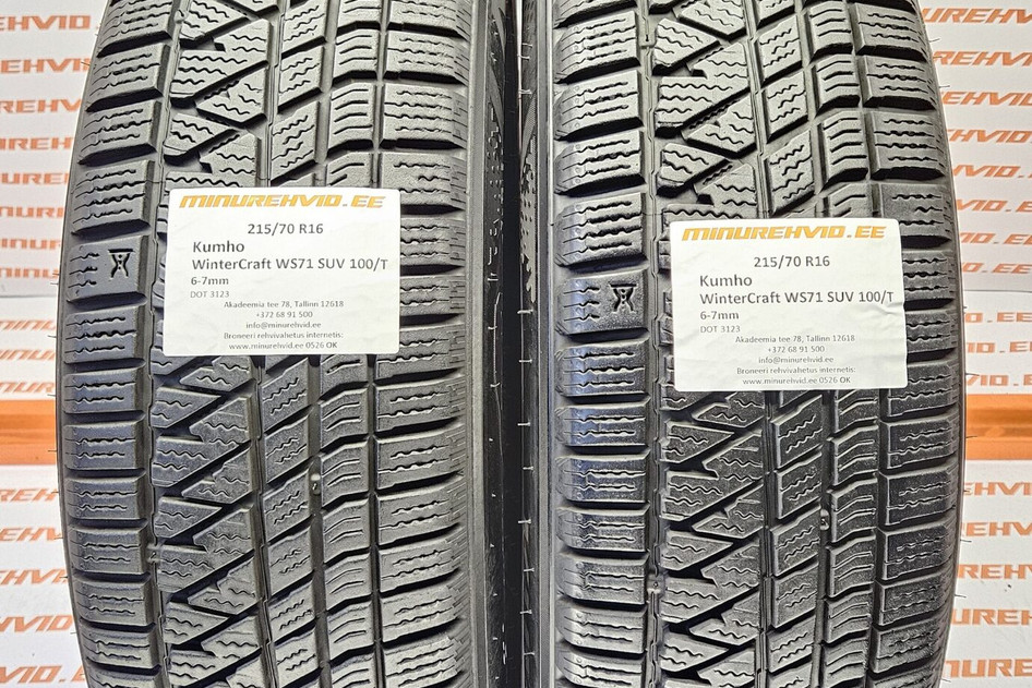 Подержанный нешипованная шина 215/70R16 Kumho WinterCraft WS71 SUV 100/T