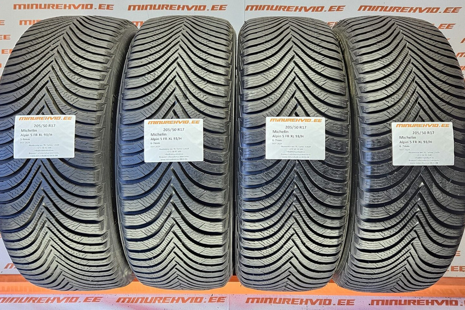 Used studless winter tire 205/50R17 Michelin Alpin 5 FR XL 93/H