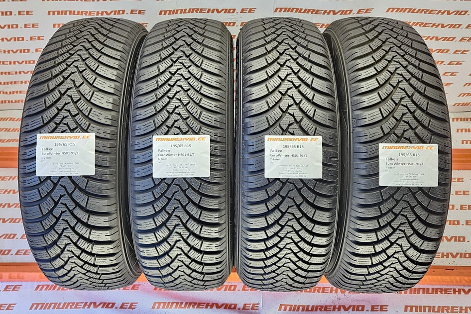 Kasutatud lamellrehv 195/65R15 Falken EuroWinter HS01 91/T 1x6-7 1x7-8