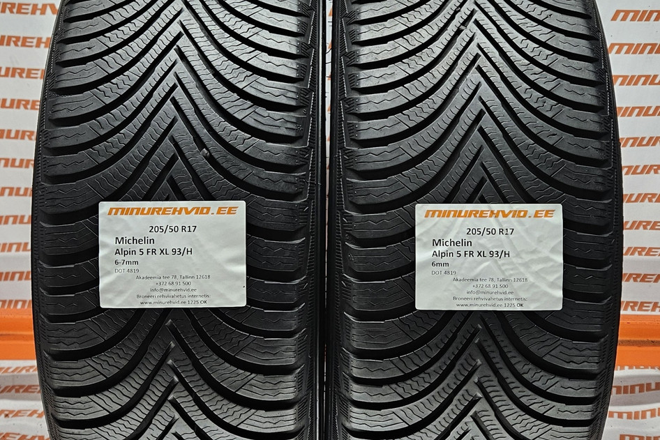 Used studless winter tire 205/50R17 Michelin Alpin 5 FR XL 93/H