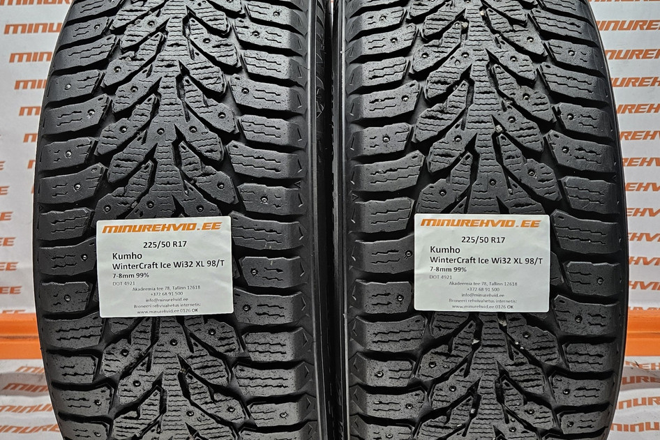 Подержанный шипованная шина 225/50R17 Kumho WinterCraft Ice Wi32 XL 98/T
