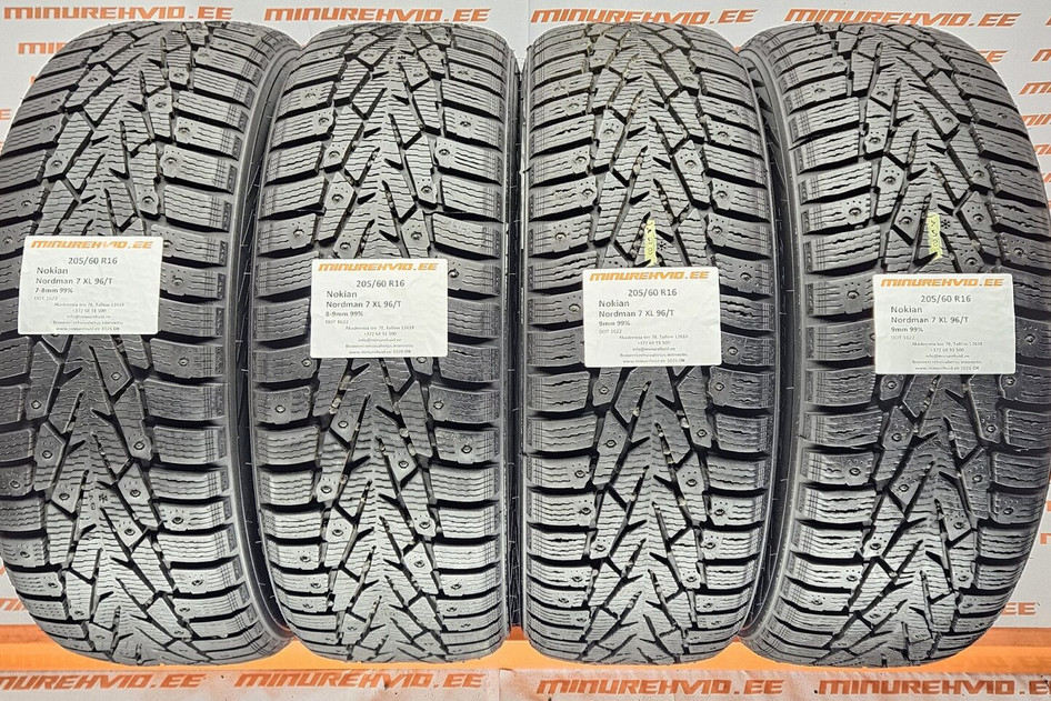 Подержанный шипованная шина 205/60R16 Nokian Nordman 7 XL 96/T