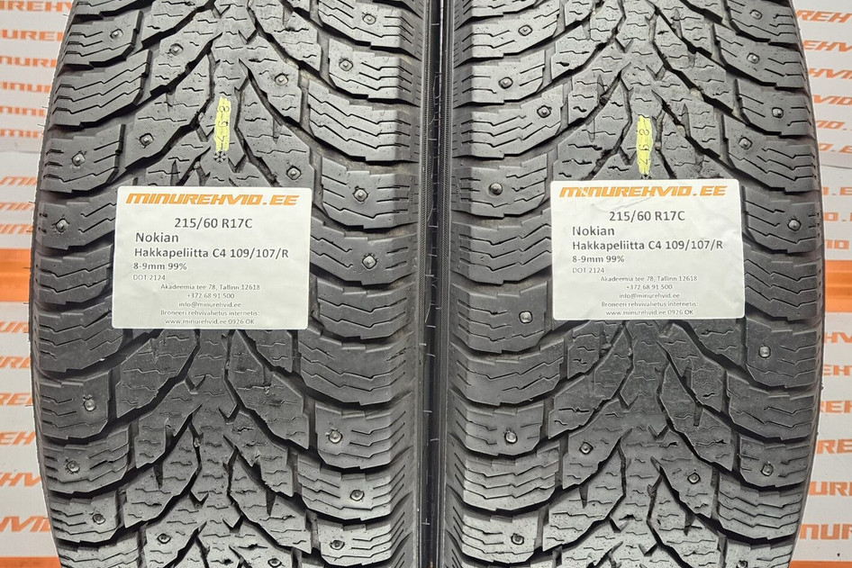 Kasutatud naastrehv 215/60R17 Nokian Hakkapeliitta C4 109/107/R 2x2124 1x3524 1x4725