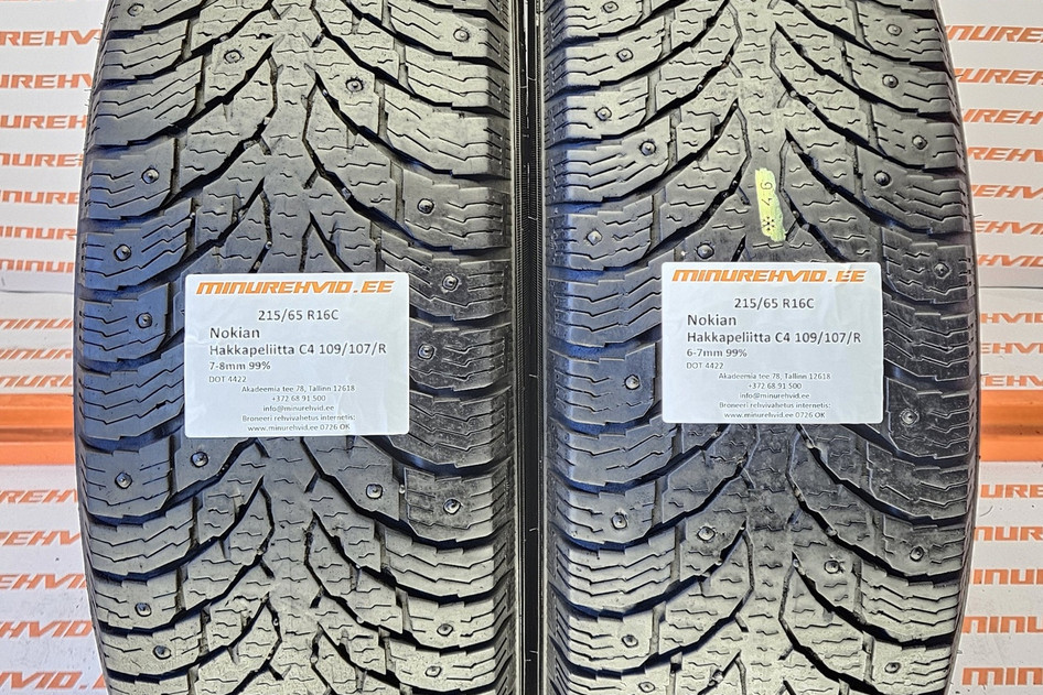 Подержанный шипованная шина 215/65R16 Nokian Hakkapeliitta C4 109/107/R