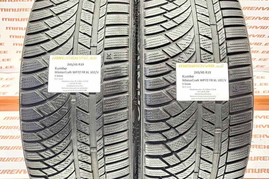 Подержанный нешипованная шина 245/45R19 Kumho WinterCraft WP72 FR XL 102/V