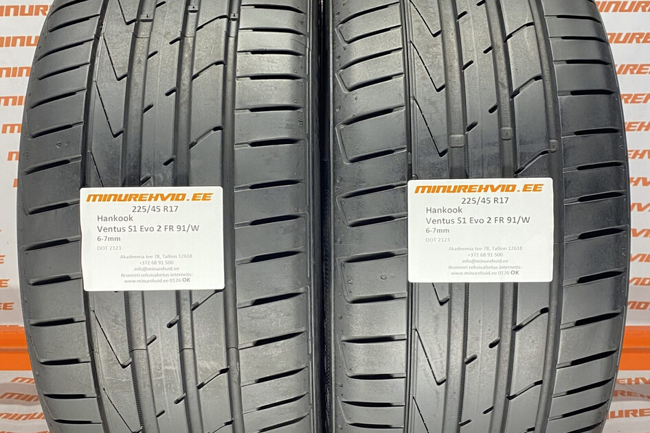 Used summer tire 225/45R17 Hankook Ventus S1 Evo 2 FR 91/W 2123 + 0720