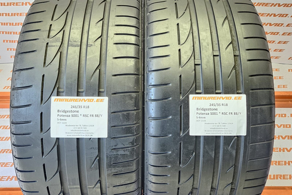 Подержанный летняя шина 245/35R18 Bridgestone Potenza S001 * RSC FR 88/Y