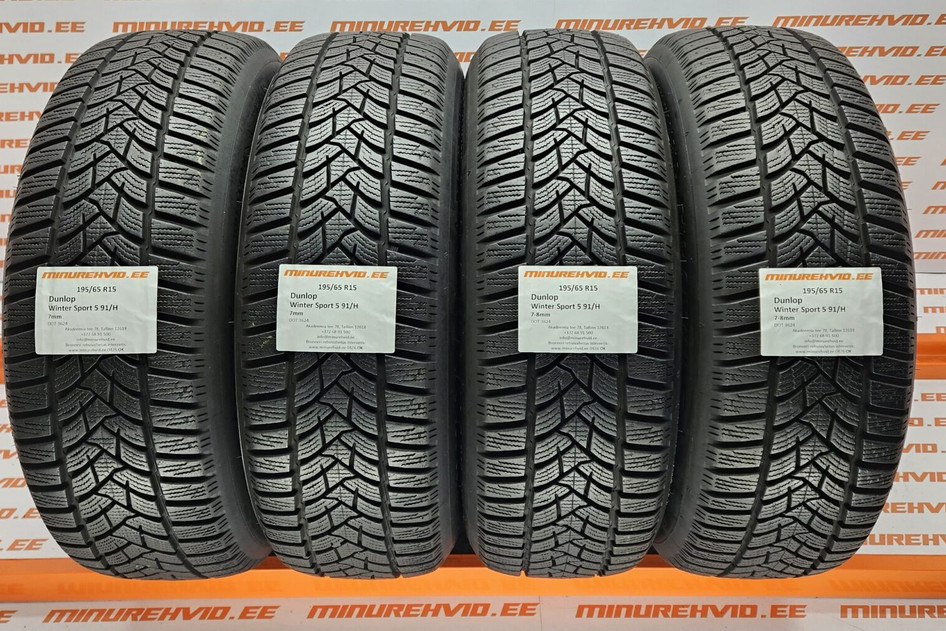 Подержанный нешипованная шина 195/65R15 Dunlop Winter Sport 5 91/H