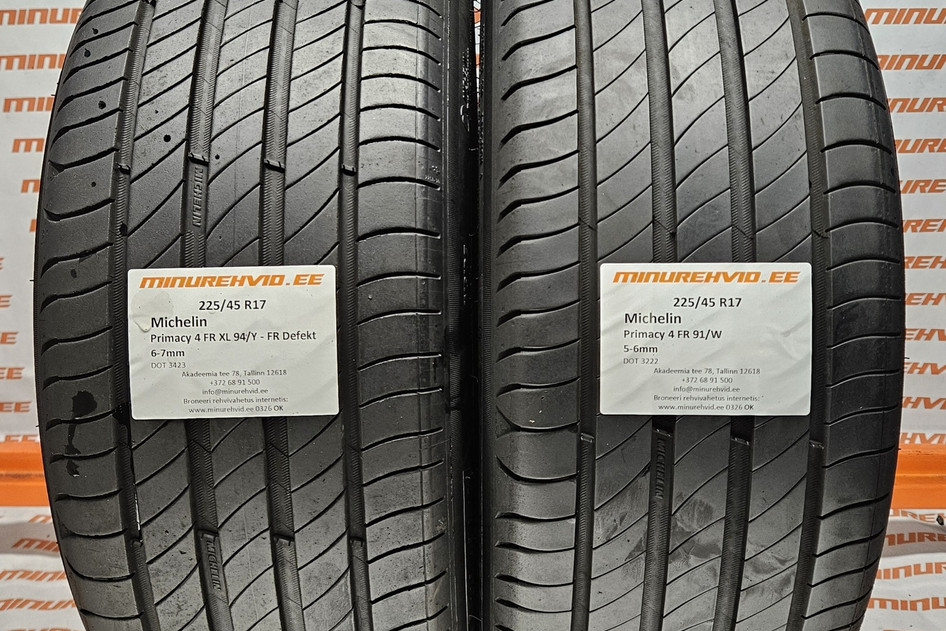 Kasutatud suverehv 225/45R17 Michelin Primacy 4 FR XL 94/Y/91/W 3222+3423