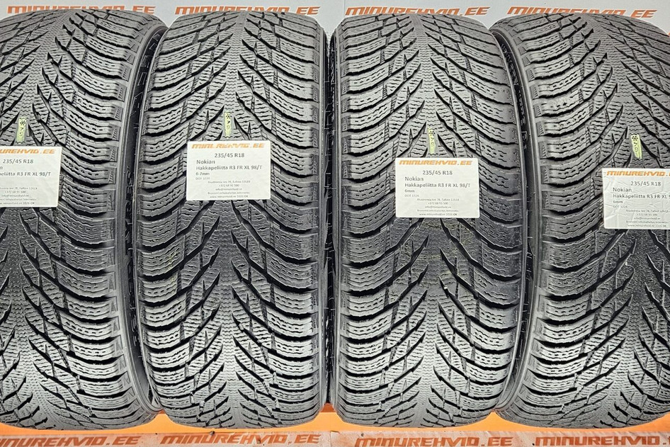 Used studless winter tire 235/45R18 Nokian Hakkapeliitta R3 FR XL 98/T  2x6-7mm 2x6mm