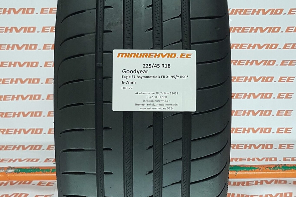Kasutatud suverehv 225/45R18 GoodYear Eagle F1 Asymmetric 3 FR XL 95/Y RSC*