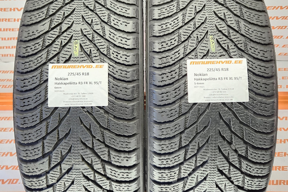 Подержанный нешипованная шина 225/45R18 Nokian Hakkapeliitta R3 FR XL 95/T