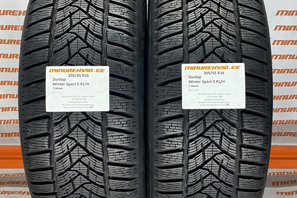 Used studless winter tire 205/55R16 Dunlop Winter Sport 5 91/H
